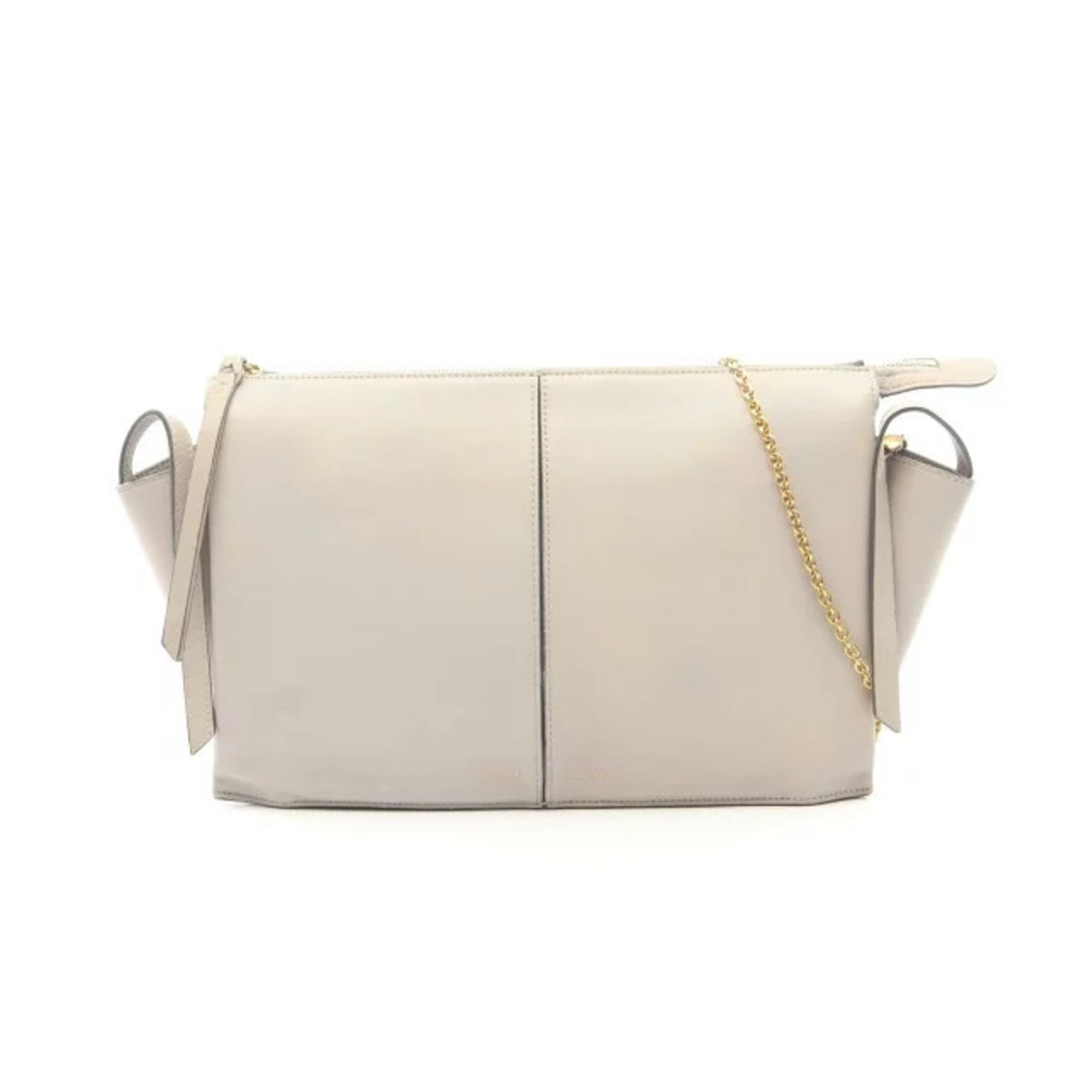 Celine Trifold Shoulder Bag Leather Gray